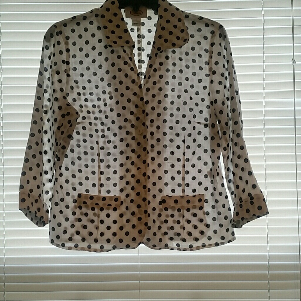 TALBOT LINEN POLKA-DOT JACKET 6 NWOT